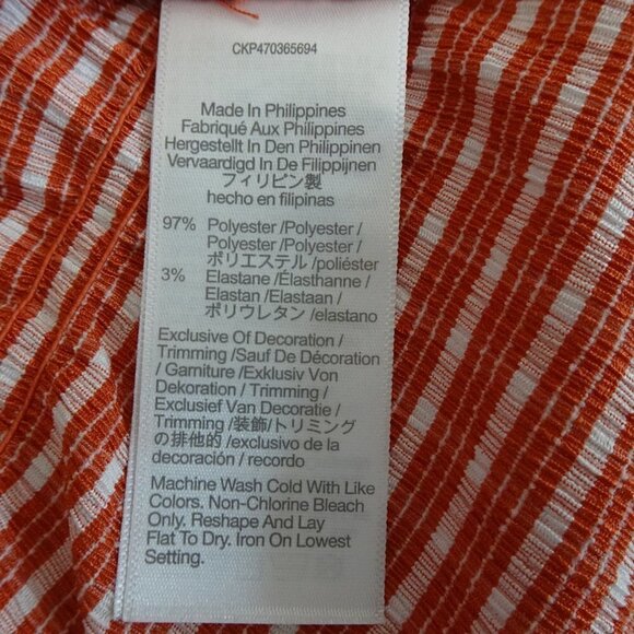 Madewell Omaha Tiered Top Women's Size XS Orange Gingham Square Neck - Picture 8 of 8